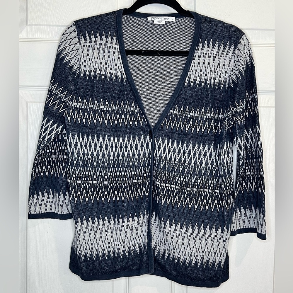 Pendleton Women’s Sweater -  Blue/Gray Linen Blend - Size Large